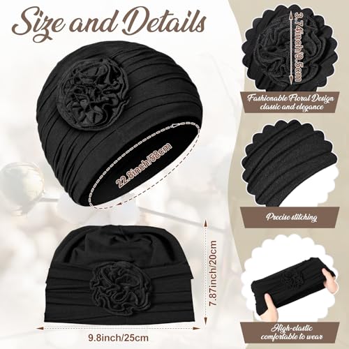 JenPen 4 Pcs Cotton Chemo Headwear for Women Turban Soft Cancer Head Scarf Hats Beanie Elastic Hair Wraps - color: Classic Colors