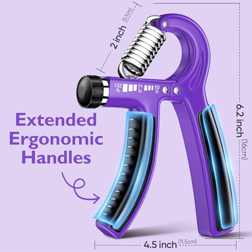 FitBeast Grip Strengthener 팔뚝 강화제, 근력 훈련 및 재활을 위한 조절 가능한 핸드 그립 강화제, 4.5-59.9kg(10-132파운드) 저항, 운동 선수 및 물리 치료에 이상적 (1개) - color: 퍼플.