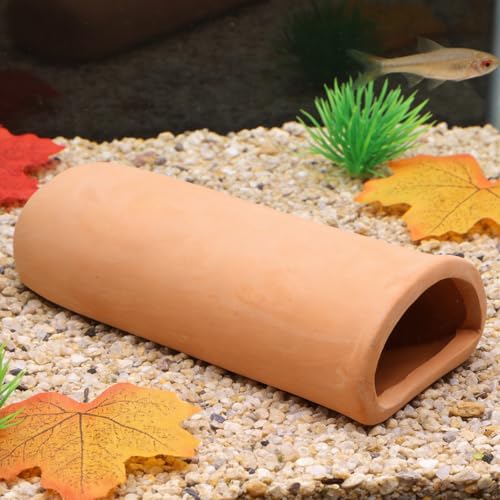 2pcs Aquarium Plecos Cave, Clay Fish Spawning Cave Fish Tank Ornaments for Shrimp Shelter Breeding Tube Hiding Rest and Play