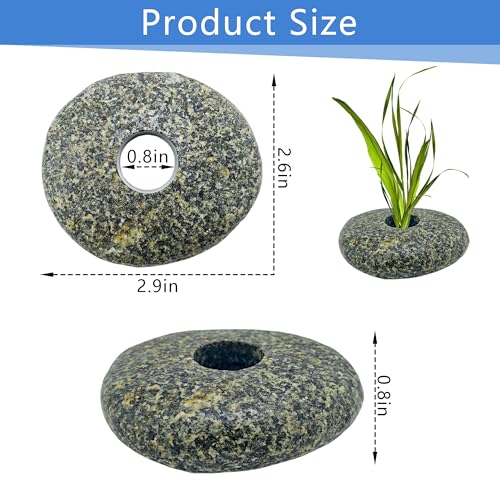 4PCS 0.8" Holes Natural River Stone Plant Weights for Aquarium，Pebble Aquatic Plants Fixed Ring for Aquatic Plants，Unique Shape & Size Decorative River Rock for Landscape Plant( - size: 4, style: 1 hole