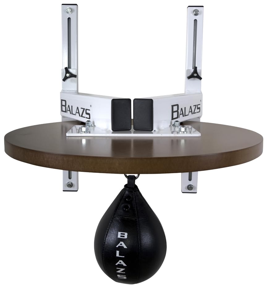 Balazs i-Box Speed Bag Platform - Heavy Duty Commercial Steel, Made in USA | Commercial Grade 11-Gauge Steel, 12" Adjustable Wall Mount, Pro Level III Swivel, 24" Drum, Made in USA - color: White