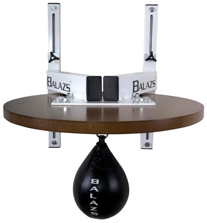 Balazs i-Box Speed Bag Platform - Heavy Duty Commercial Steel, Made in USA | Commercial Grade 11-Gauge Steel, 12" Adjustable Wall Mount, Pro Level III Swivel, 24" Drum, Made in USA - color: White