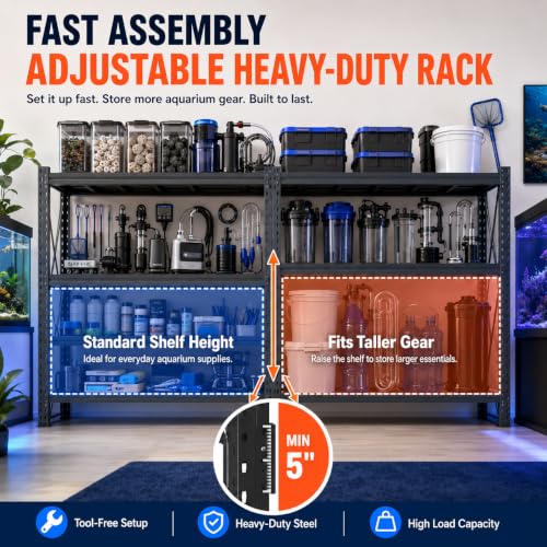 Heavy Duty Fish Tank Stand, Aquarium Terrarium Stand with 1500Lbs Capacity Per Shelf, Large Metal Utility Rack for Multiple Tanks, Garage and Basement, Black 3-Tier, 63.0" H×66.9" W×19.7" D - size: Heavy Duty 3-Tier, 63.0"H×66.9"W×19.7"D