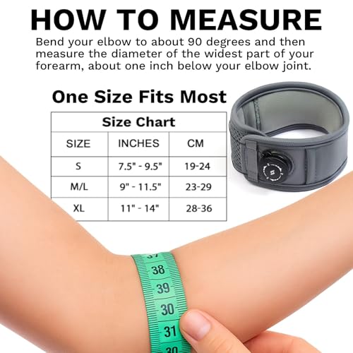 Tennis Elbow Brace for Men & Women, Elbow Brace for Tendonitis and Tennis Elbow and Golfer's Elbow, Adjustable Elbow Strap (Gray, S, 7.5"–9.5") - size: Small
