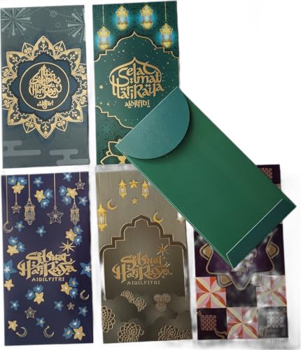 Pack 6 Islam Money Envelopes with 6 Styles AMN-456 Eid Mubarak Arabic Calligraphy Cash Holder for Kids Muslim Eidil Fitr Ramadan Gift (Color Set 1) - color: Color Set 1