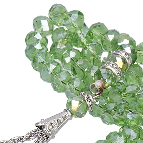 2Pcs Muslim Prayer Beads, 99 Beads Mihrab Separators Count Exquisite Design Tasbih Prayer Beads for Hand Bag, Wood Tasbih Prayer Beads Islamic Prayer Beads(Emerald) - color: Emerald