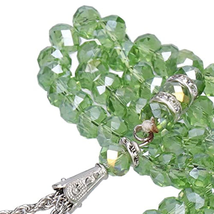 2Pcs Muslim Prayer Beads, 99 Beads Mihrab Separators Count Exquisite Design Tasbih Prayer Beads for Hand Bag, Wood Tasbih Prayer Beads Islamic Prayer Beads(Emerald) - color: Emerald