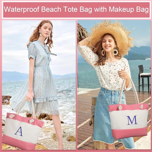 YOOLIFE Beach Bags for Women - Travel Canvas Beach Tote, Pool Waterproof Bag, Travel Essentials, Gifts for Women Birthday - color: Pink, style: S
