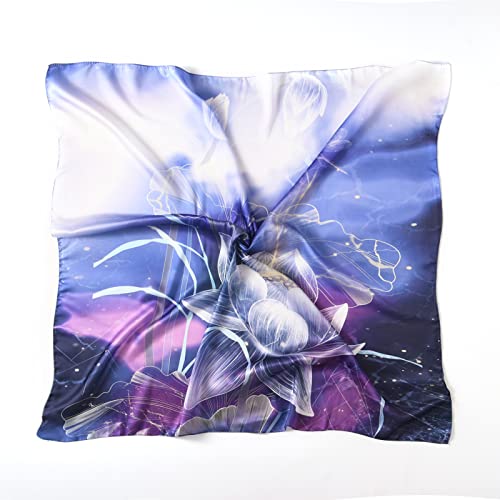 100% Mulberry Silk Scarf-Printed or Solid Color 35” Square Large Silk Hair Head Wrap Scarf With Gift Box Package - color: Style 43