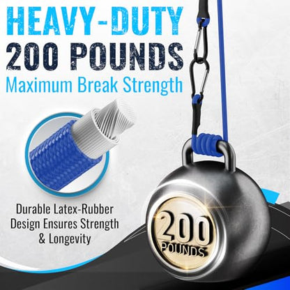 GOEASY0312 Bungee Cords with Hooks Heavy Duty 18" Carabiner, 4PCS Blue | 200 LBS Max Break Strength, UV Resistant, Locking Carabiner Hooks, Double-Braided Latex & Rubber - color: Blue