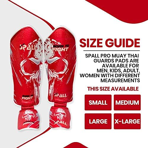 Muay Thai Shin Guards for Kickboxing Martial Arts BJJ Boxing Equipment MMA Training and Sparring Leg Guard with Instep Protection Pads - color: BTF-Red, size: Small-Medium