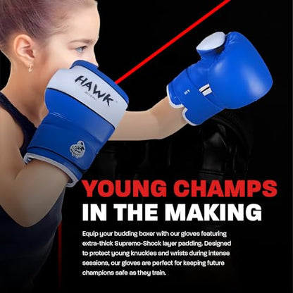 Kids Boxing Gloves for Kids Children Youth Punching Bag Kickboxing Muay Thai Mitts MMA Training Sparring Gloves - color: Blue, size: 6 oz