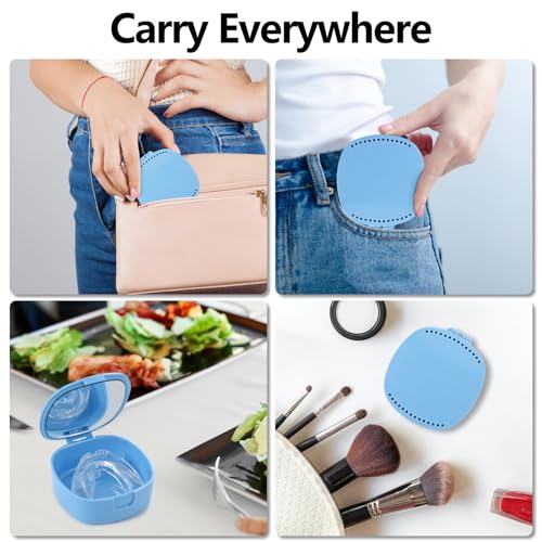 Retainer Case with Mirror & Ventilation Holes for Night Guards, Sky Blue - color: Sky Blue