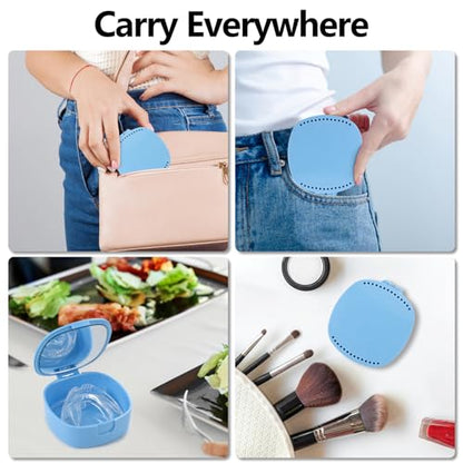 Retainer Case with Mirror & Ventilation Holes for Night Guards, Sky Blue - color: Sky Blue