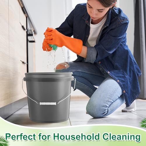 Tioncy 10 Pcs 2 Gallon Plastic Buckets with Lids and Handles,Grey | Storage Pails for Paint, Cleaning, Organizing, Durable Containers, Metal Handles, Plastic Material - color: Gray