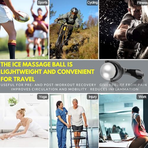 iECO Cold Massage Roller Ball - Ice Roller Ball for Muscles Deep Tissue, Cold & Heat Therapy, Plantar Fasciitis Roller - color: Gray+black