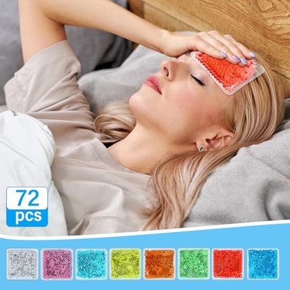 TrelaCo 72 Pack Gel Ice Packs Bulk - 4" Mini Reusable Soft Hot & Cold Gel Boo Boo Ice Pack for Breastfed Injury, Pain Relief, Headache, Tired Eyes
