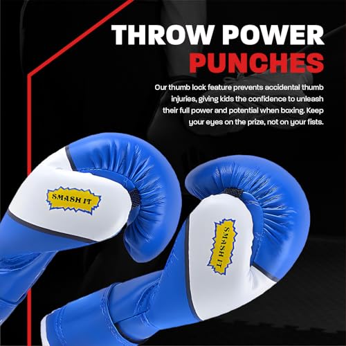 Kids Boxing Gloves for Kids Children Youth Punching Bag Kickboxing Muay Thai Mitts MMA Training Sparring Gloves - color: Blue, size: 6 oz