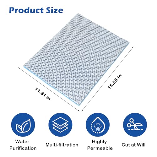 Aquarium Filter Media Pad,8-Layer 15.7 x 11.8 in Washable Cuttable Filters Sponge Pads Foam Filter Floss Accessories for Fish Tank Pond Aquariums