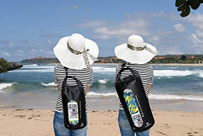 Freegrace Waterproof Dry Bag Set of 3 - Submersible Dry Sack with Double Zip Lock Seals - Includes Waist Pouch & Phone Case - Perfect for Kayaking, Swimming, Boating & Rafting (Black(Window), 5L) - color: Black, size: 5L, style: Window