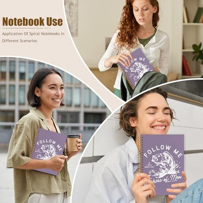 WUCHJ Purple Retro Fish Christian Notebook, Matthew 4:19 Bible Verse Journal, Religious Scripture Spiral Notebook Journal for Note Taking, Christian Faith Based Gifts for Women Men, 5.5x8.3 Inch - color: purple fish follow me