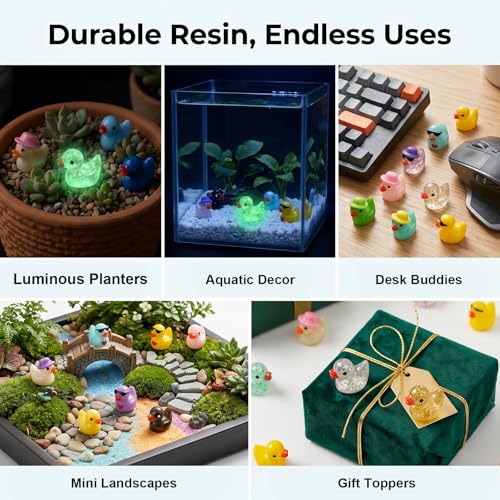 Miniature Luminous Resin Duck Figurines, Desktop Ornaments, 100 PCS