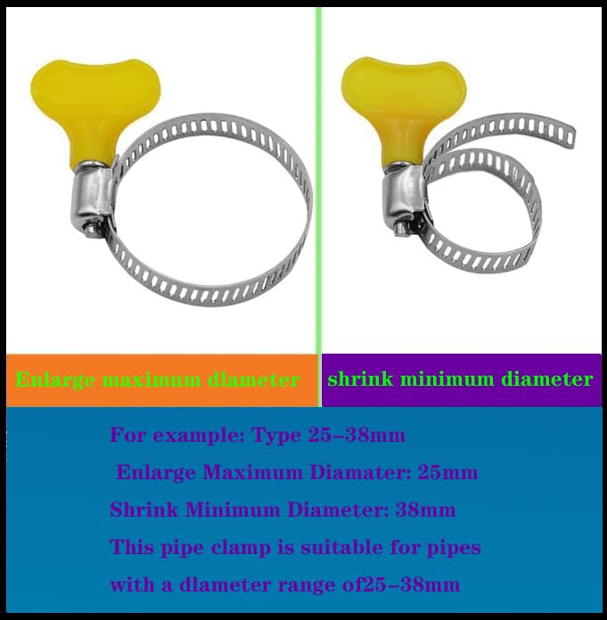 15-Pack Stainless Steel Hose Clamps (Yellow), Adjustable Thumb Screw Key Style Worm Gear Hose Clamps, Fuel Line Clamps,For Plumbing and Automotive Applications ([8-12mm(0.315-0.472 inches])