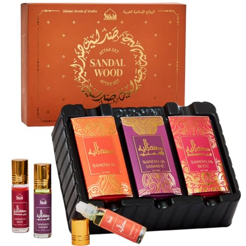 Dukhni Sandalwood Attar Oil 3 x 6ml Perfume Roll on | Islamic Gifts