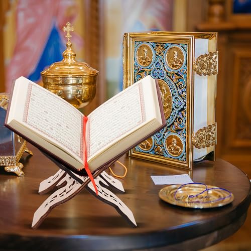 Wooden Quran Bible Book Stand Desk Reading Rack Portable Book Holder for Islam Eid Chanting and School Use