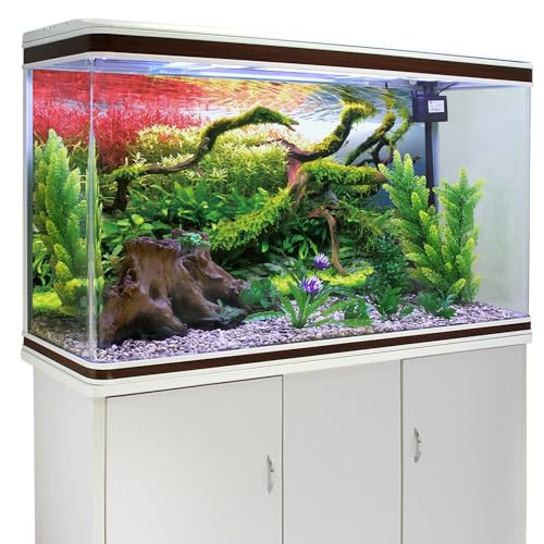 AWERT 72x18 inches Branches Fish Tank Background Stone Seaweed Aquarium Background River Bed & Lake Aquarium Background Vinyl Background - size: 72x18in/180x45cm