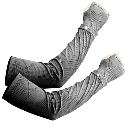 Sports Loose Cooling Arm Sleeves for Men Women Youth - Tattoo Cover Up - Breathable, UPF 50+ UV Sun Protection - color: Black-gray, size: XX-Large