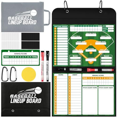 Magnetic Baseball Lineup Board for Coaches, Baseball Coaching Accessories Clipboard with Magnetic Player Markers, Portable Baseball & Softball Lineup Board for Dugout, Reusable Baseball Clipboard