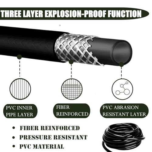 1/2in. Drip Irrigation Tubing - 50FT Drip Line Irrigation System Parts for Garden(Includes 1/2" Straight Connector,Switch Valves, T Connectors, 1/2" to 1/4" Tubing Reducers, Cable Zip Ties) - size: 1/2" Tubing-50FT, style: 1/2 INCH