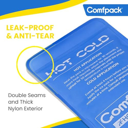 Comfpack Soft Ice Packs for Injuries Reusable, Flexible Double Side Hot and Cold Gel Ice Packs for Injuries, Headaches, Muscle Pain Relief, Long-Lasting Ice Pack for Knee, Shoulder, Ankle, Leg, Neck - size: 9.1×3.8 Inch