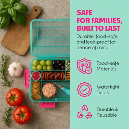 Charcuterie Safe - BPA-Free, Food Safe Charcuterie Board with Lid & Handle - Portable Snack Tray Organizer with Dividers, Mini Containers & Cheese Knife - Dishwasher Safe - Blue - color: Blue Charcuterie Safe
