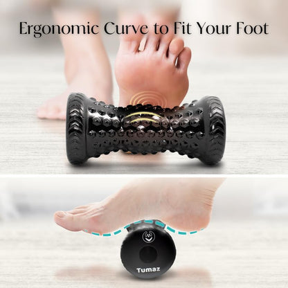 Tumaz Foot Roller & Massage Ball 3-in-1 Set | Foot Roller, Spiky & Lacrosse Balls | Ergonomic Design | Deep Tissue Massage | Foot Relaxation & Recovery - color: Diamond(black) 3-piece Set
