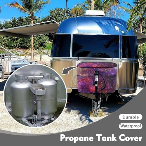 Galaxy Double 20lb RV Propane Tank Cover Waterproof Gas Tank Cover for Camper Weather Resistant Gas Cylinder Cover Halloween Dec - color: Galaxy, size: S(20LB)
