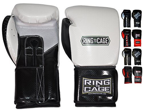 Mexican-Style GelTech Training Gloves with Mesh-Palm - Hook&Loop or Lace-up - style: Black/White Synthetic-Leather Mesh Palm - Lace-up