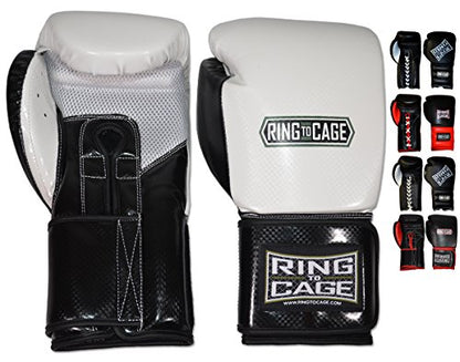 Mexican-Style GelTech Training Gloves with Mesh-Palm - Hook&Loop or Lace-up - style: Black/White Synthetic-Leather Mesh Palm - Lace-up