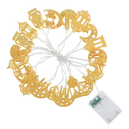 Ramadan Eid String Light - 9.8 ft 20 LEDs Mubarak String Light, Muslim String Decor with Moon Star Kerosene Lantern Palace Ornaments for Islamic Indoor Outdoor Home Garden Party Supplies - White Bulb - style: Lantern & Palace