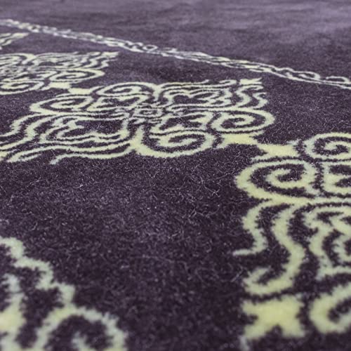 Modefa Turkish Islamic Prayer Rug - Large & Wide Soft Velvet Janamaz - Comfortable Muslim Praying Mat for Men & Women - Ramadan or Eid Gift - with Prayer Beads Tesbih - Grand Plush (Purple) - color: Purple