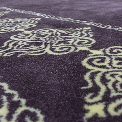 Modefa Turkish Islamic Prayer Rug - Large & Wide Soft Velvet Janamaz - Comfortable Muslim Praying Mat for Men & Women - Ramadan or Eid Gift - with Prayer Beads Tesbih - Grand Plush (Purple) - color: Purple