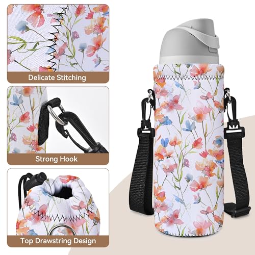 Neoprene Water Bottle Carrier Bag with Adjustable Shoulder Strap,Insulated Water Bottle Cover for Stainless Steel/Glass/Plastic Bottles - color: BC-52, size: 500ml