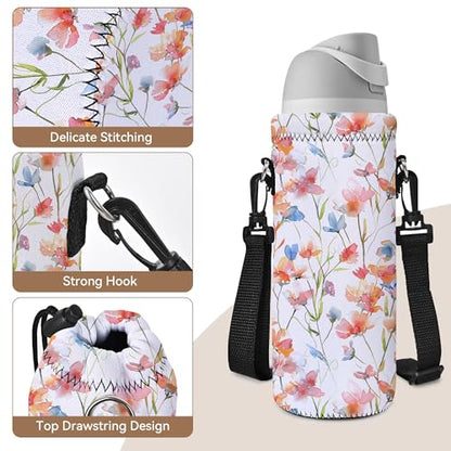 Neoprene Water Bottle Carrier Bag with Adjustable Shoulder Strap,Insulated Water Bottle Cover for Stainless Steel/Glass/Plastic Bottles - color: BC-52, size: 500ml