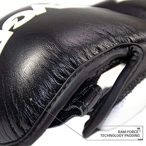 Revgear Pro Series MS1 MMA Boxing Gloves, Premium Leather for Muay Thai, Sparring, MMA Enthusiasts, Medium, Black, Ideal for Training, Great Crossover - size: Large