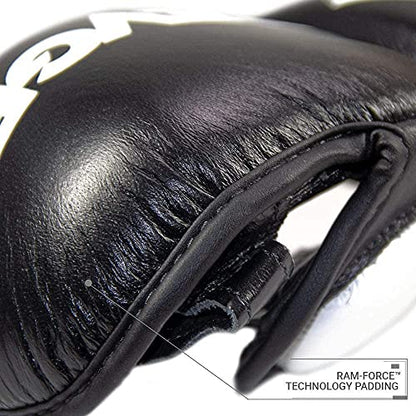 Revgear Pro Series MS1 MMA Boxing Gloves, Premium Leather for Muay Thai, Sparring, MMA Enthusiasts, Medium, Black, Ideal for Training, Great Crossover - size: Large