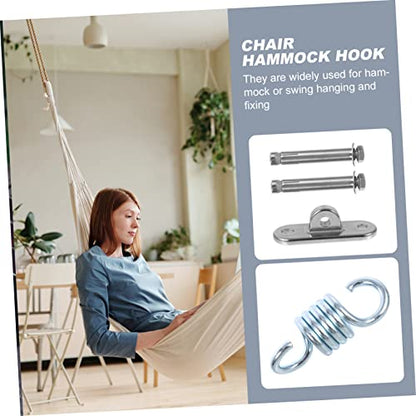 Toyvian 1Set Heavy Duty Hammock Hanging Kit Stainless Steel Swing Hook with Rotatable Bracket Spring Accessories for Easy Setup for Outdoor Swings Heavy Bags