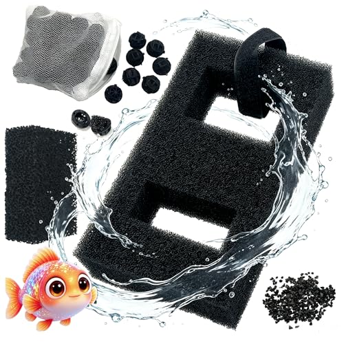 PurifyLogix Upgraded Aquarium Filter Media Kits for Fluval SPEC 3/5 Gal | for EVO 5 Gal, for Flex 9 Gal Desktop Aquarium, A1375, Includes Carbon Filter, Foam Filters, 1 Ceramic Rings, 1 Filter Cord