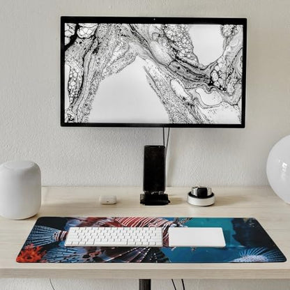 Large Size Gaming Mouse Pad Fish in Fish Tank Desk Mat Non-Slip Base Waterproof Desktop Writing Pad for Office Home - color: Fish in Fish Tank, size: 30x80cm