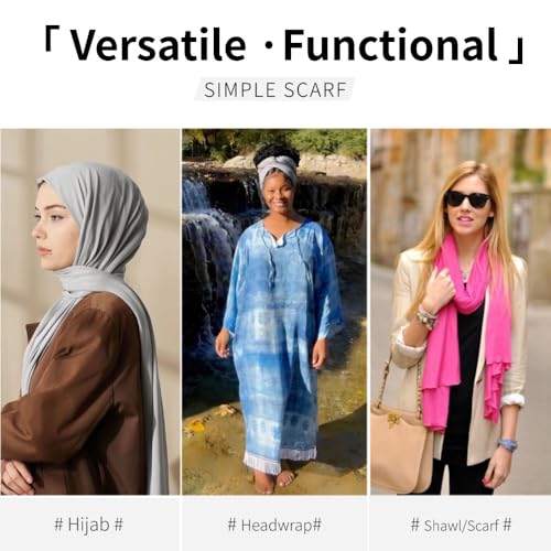 Soft Hijab Scarf for Muslim Women, 71" Long Head Wrap Shawl - color: Light Grey